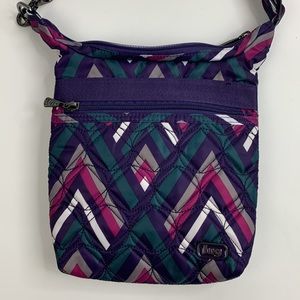 Lug Skipper Nylon crossbody bag Purple Gray pockets Adjustable strap New